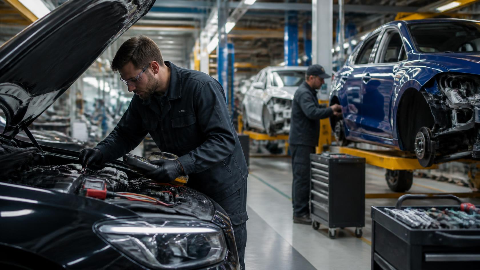 Automotive workshop or car production line